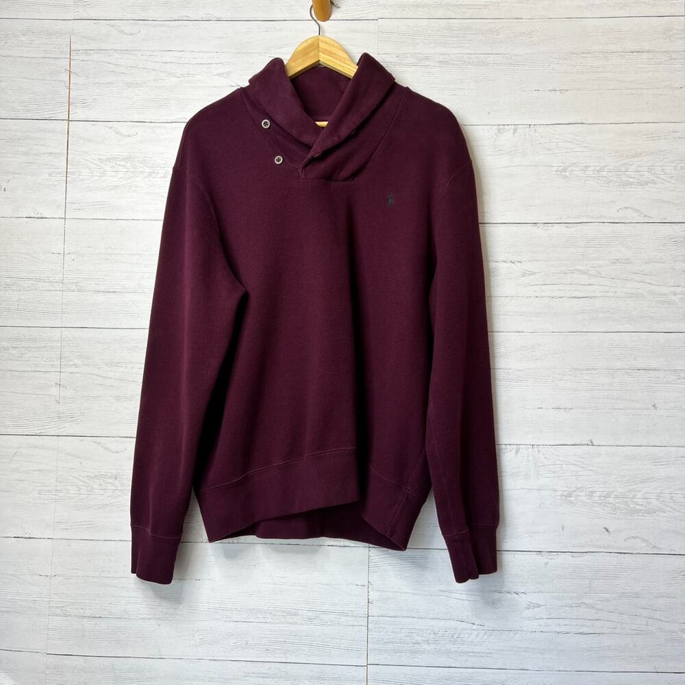 Polo by Ralph Lauren Shirt Mens Size XL Dark Burgundy Shawl Collar Pullover
